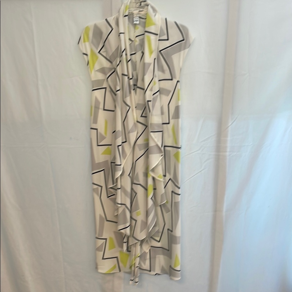 Diane Von Furstenberg Cream Maxi Sundress with Cowl Neck Ruffles